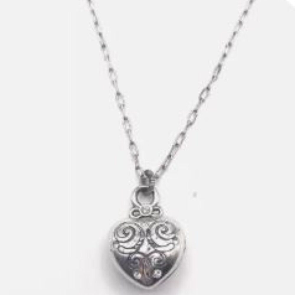 Brighton 19" Necklace. Silver Plate. Heart Pendant